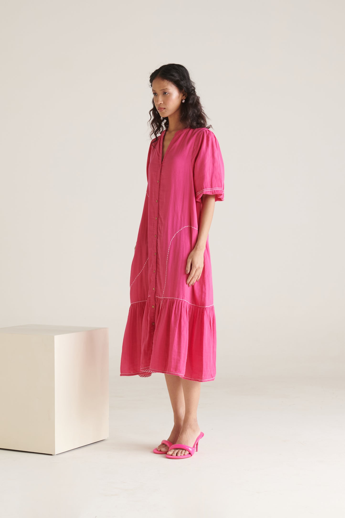 RHYS Bright Pink Balloon Sleeve Dress