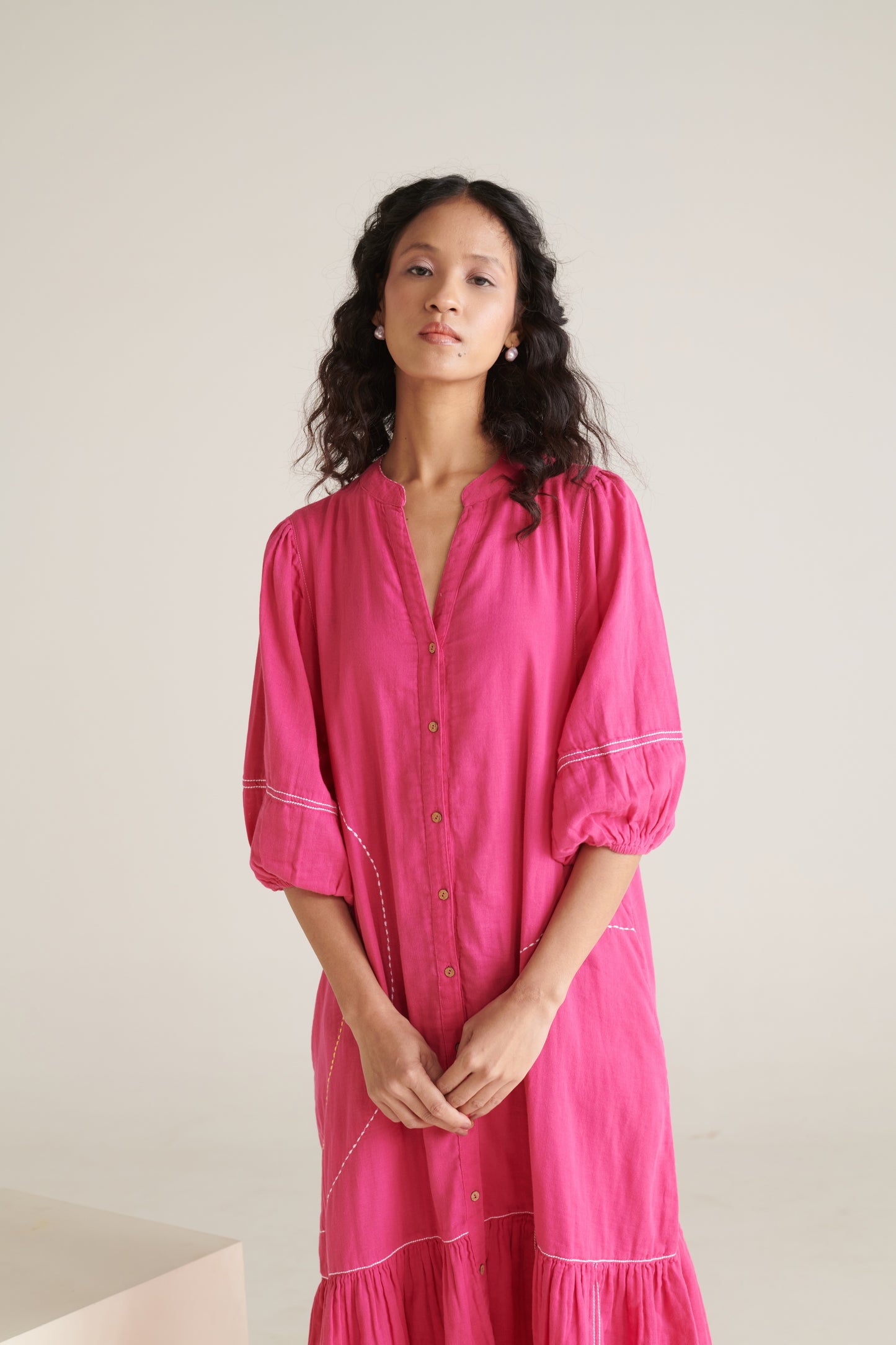 RHYS Bright Pink Balloon Sleeve Dress