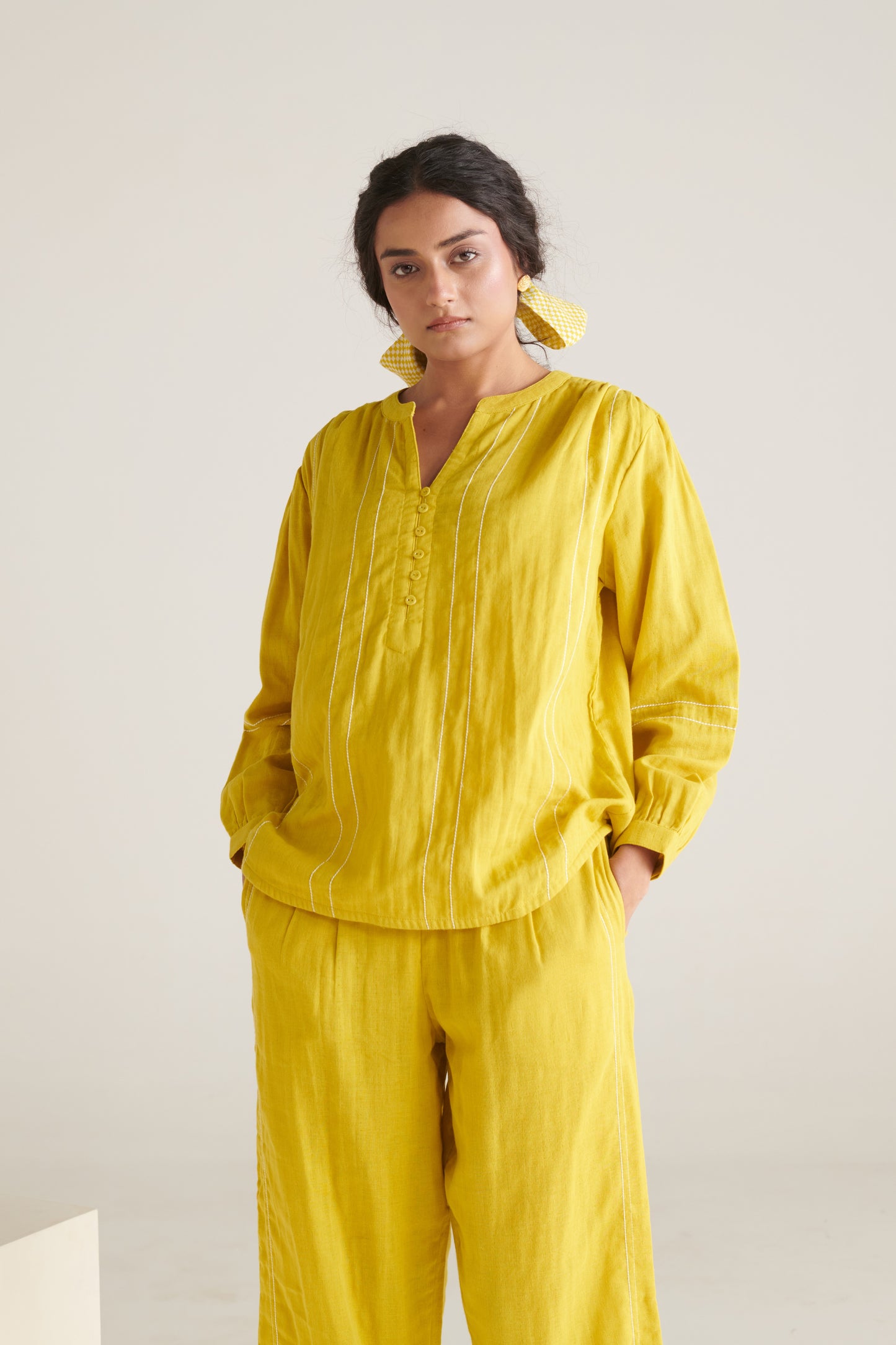 Bloom Yellow Green Relaxed Fit Top