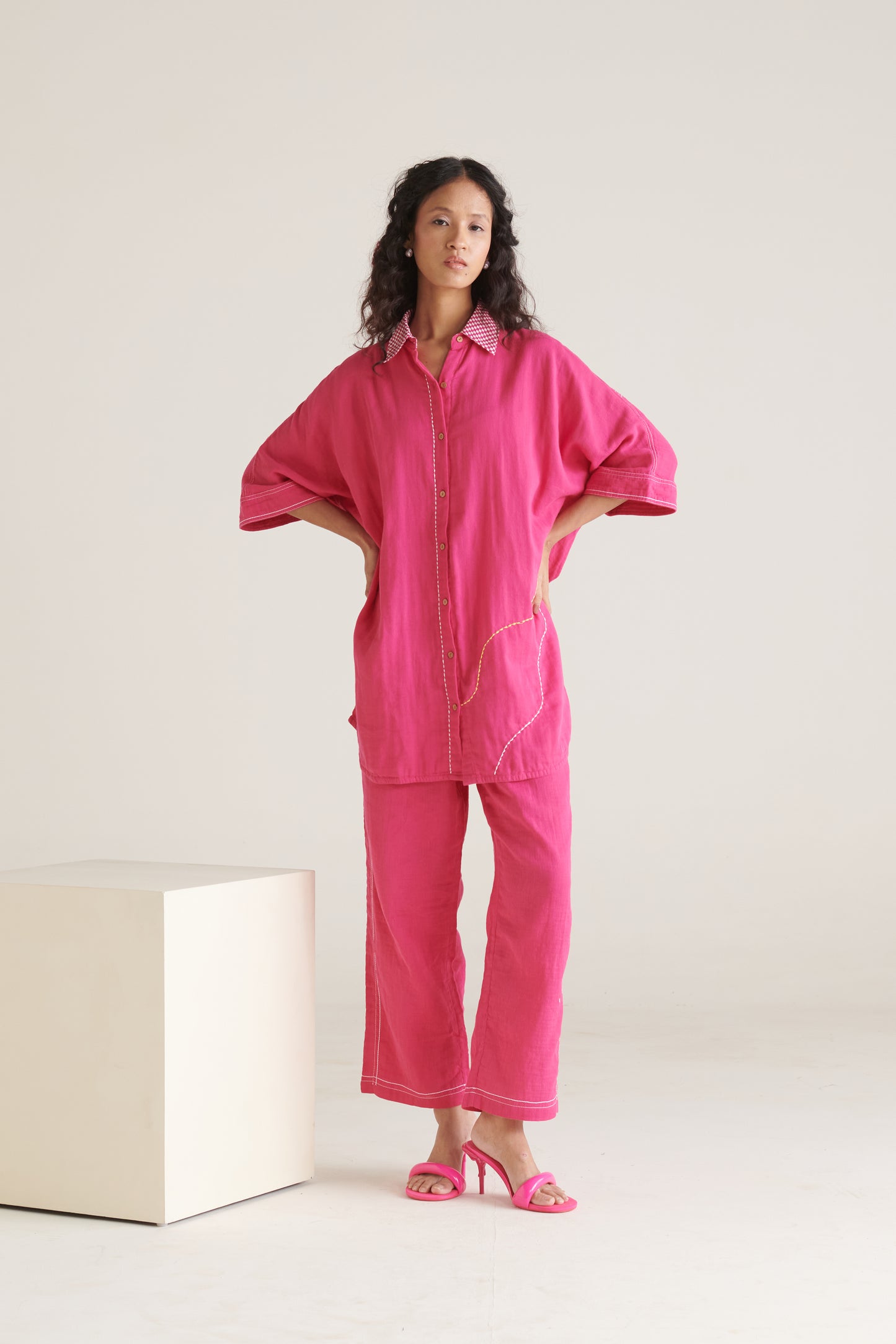 Mira Bright Pink Boxy Long Shirt