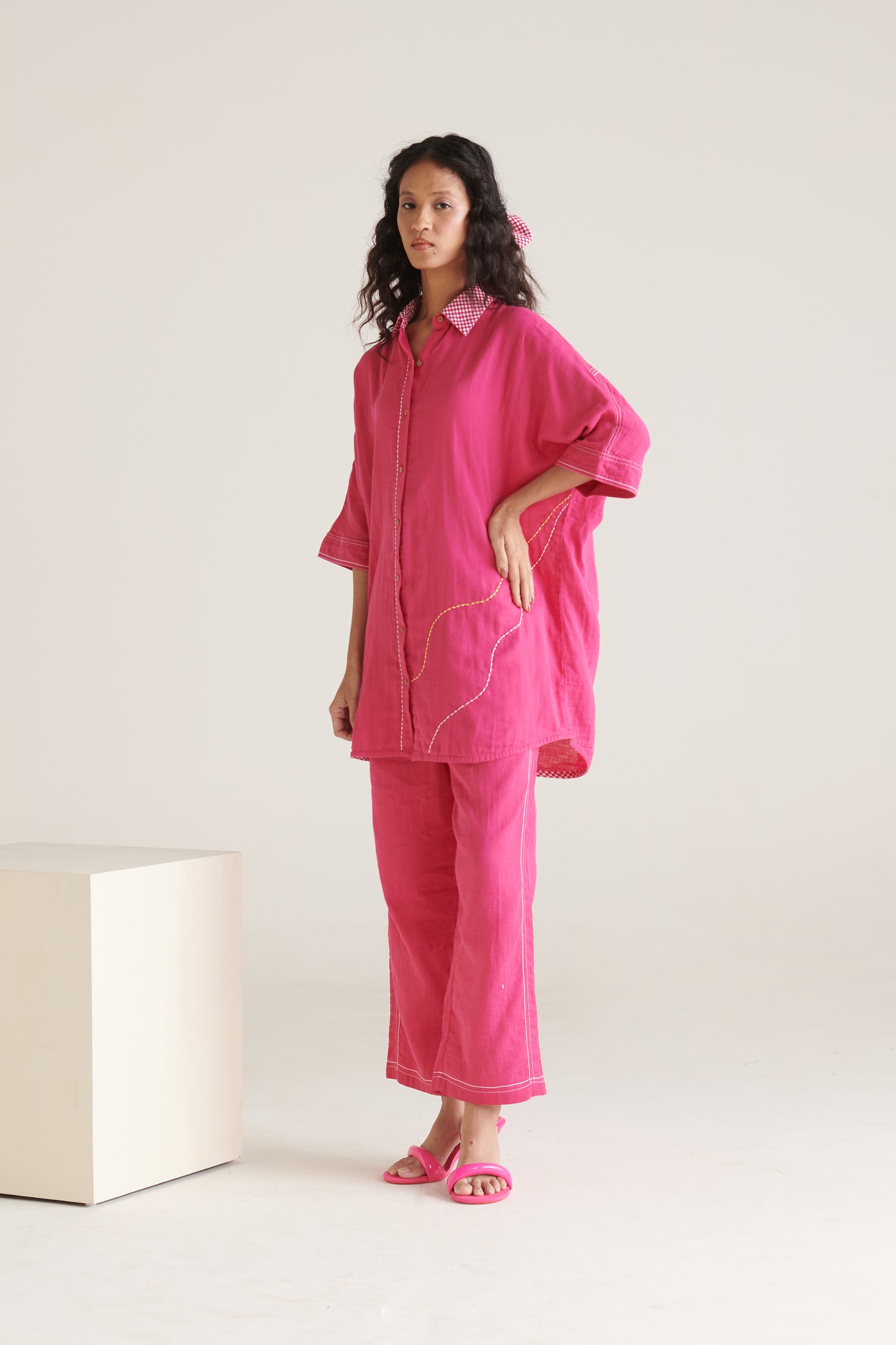 Mira Bright Pink Boxy Long Shirt