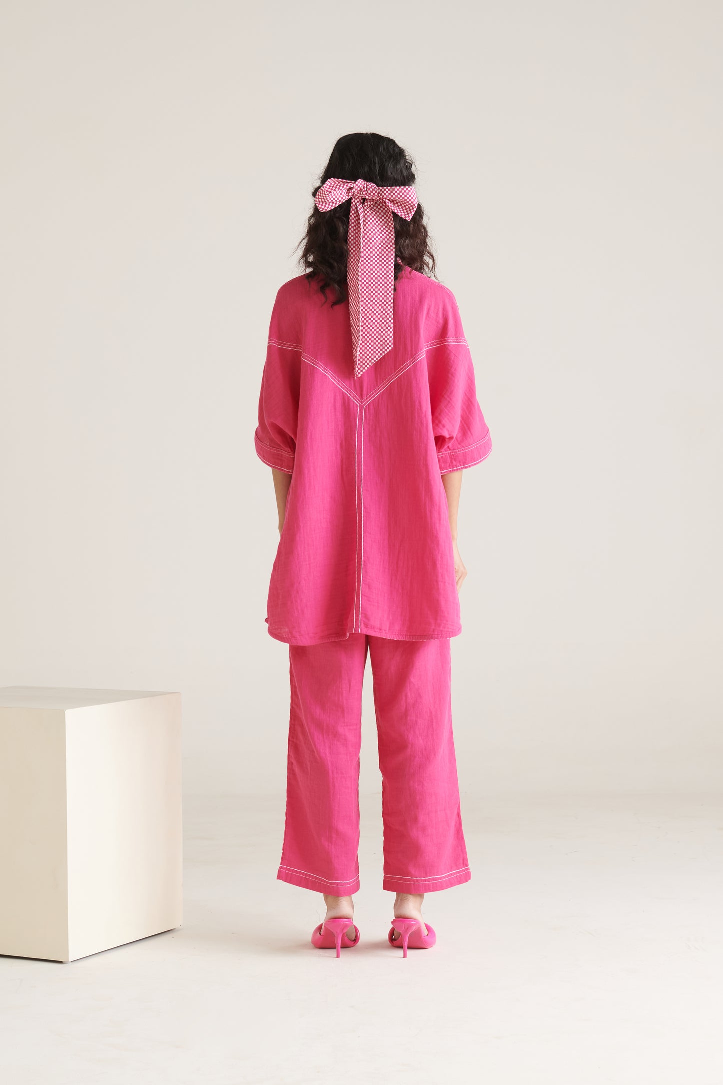 Mira Bright Pink Boxy Long Shirt