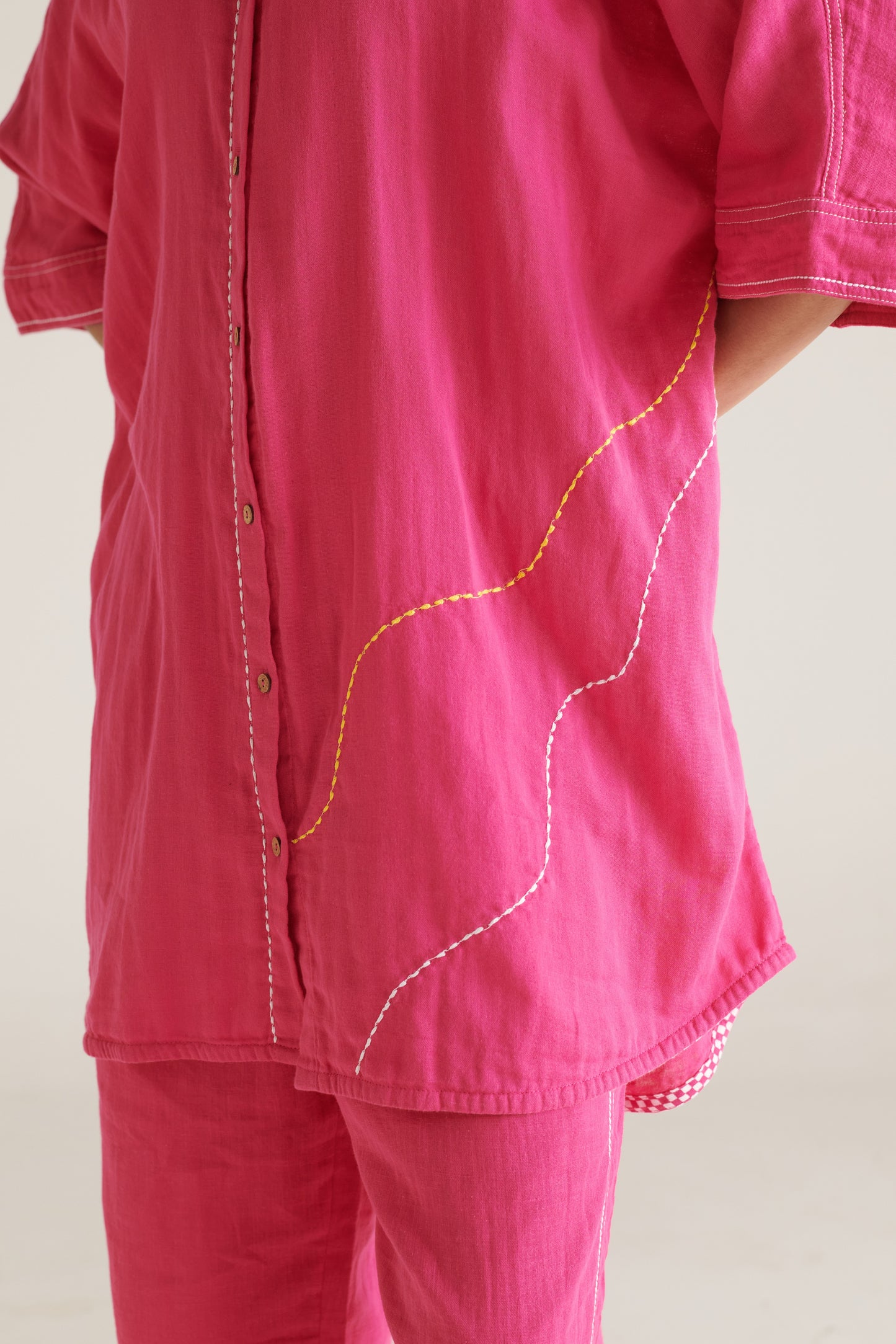 Mira Bright Pink Boxy Long Shirt