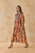 Ivory Brown Midi Dress