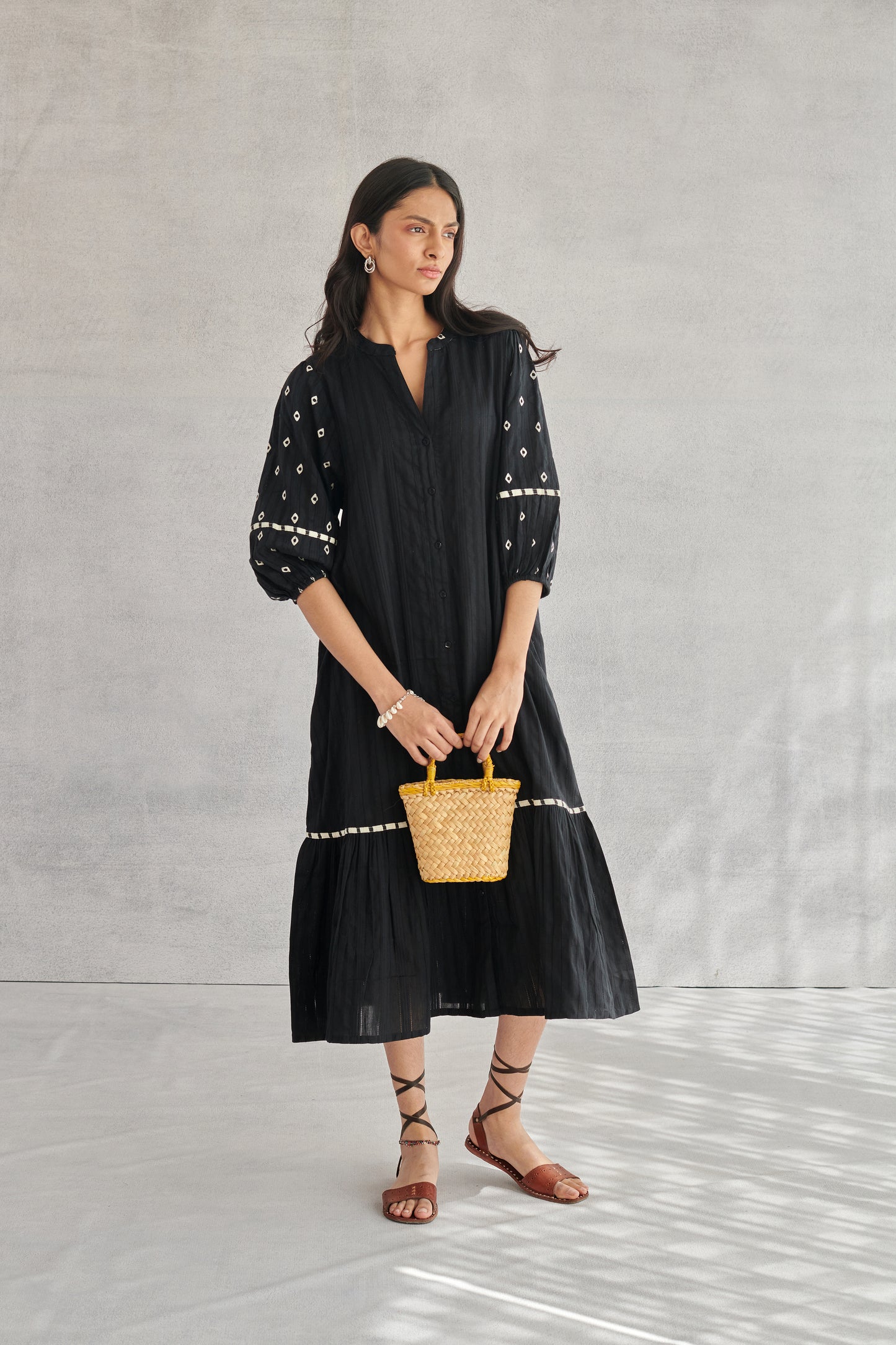 RHYS Black Balloon Sleeve Dress