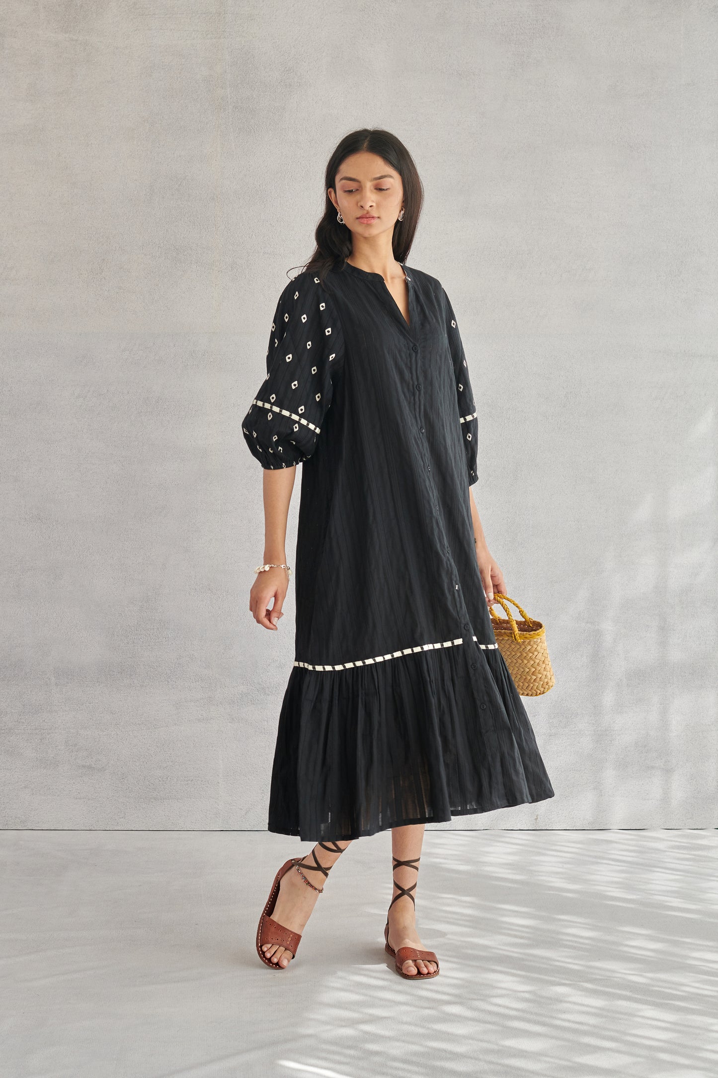 RHYS Black Balloon Sleeve Dress