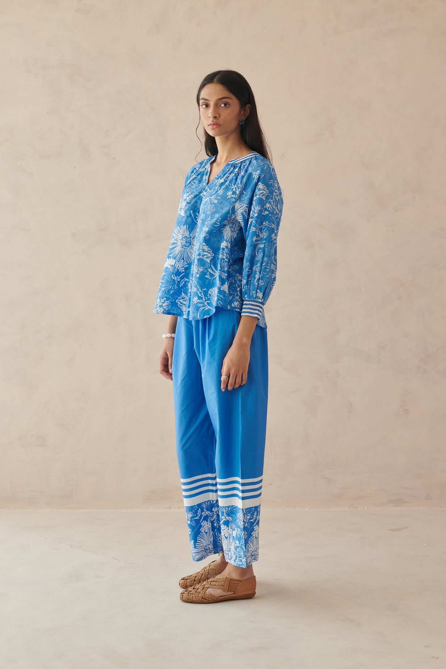 Plush Blue All Over Floral Top