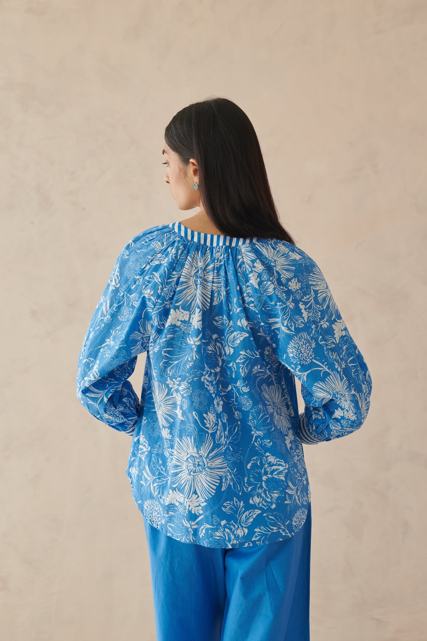 Plush Blue All Over Floral Top