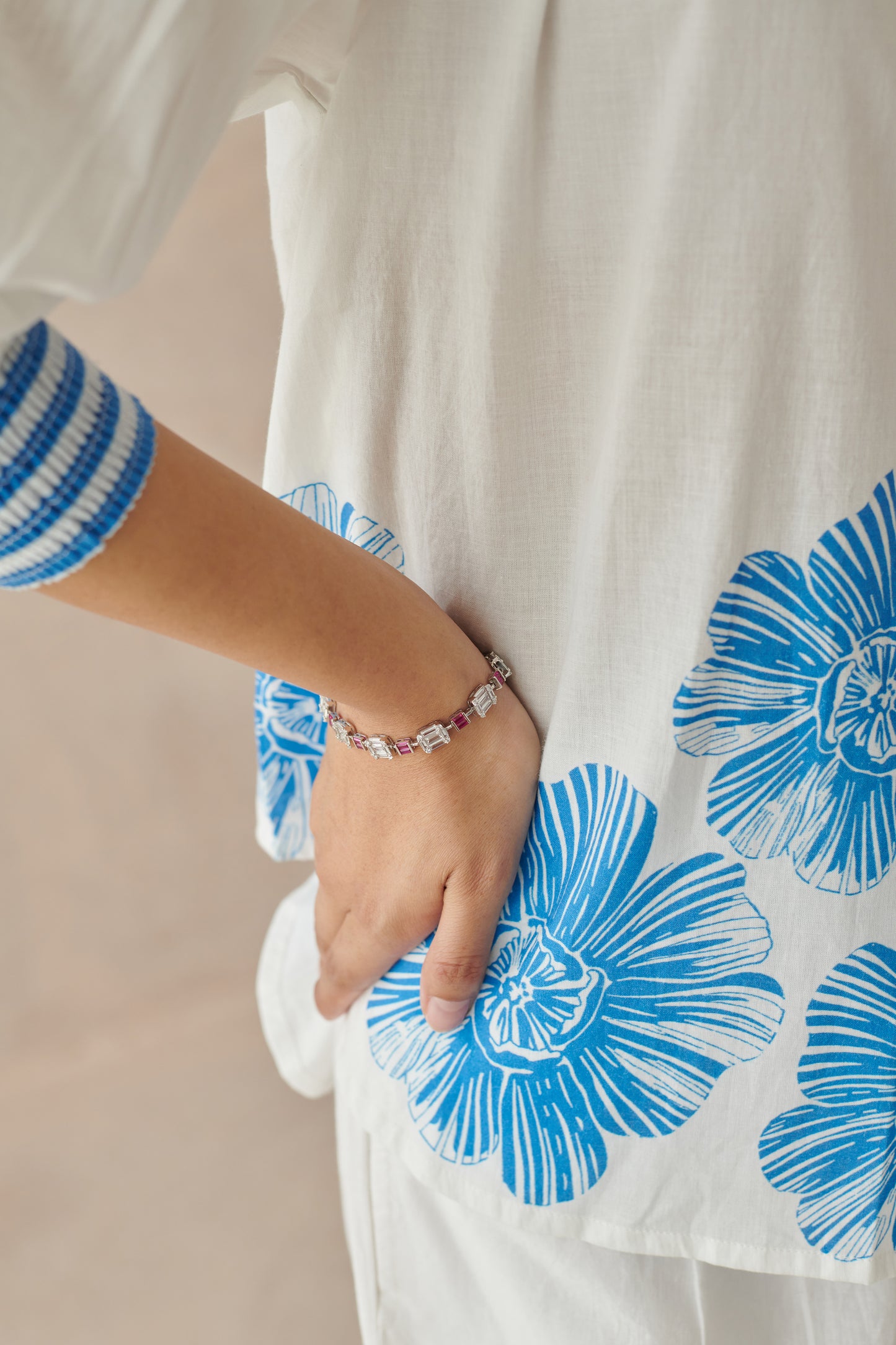 Plush White Dancing Flowers Top