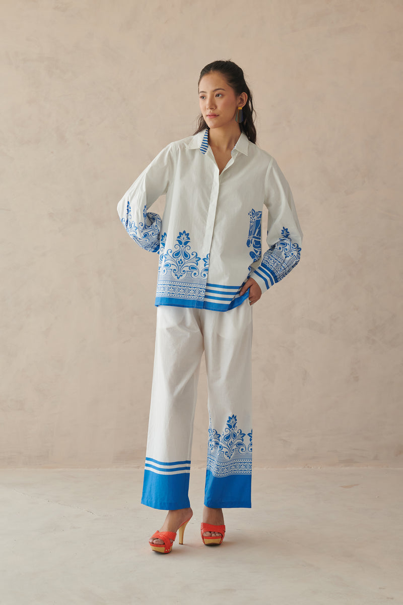 Vivia White Placement Print Shirt