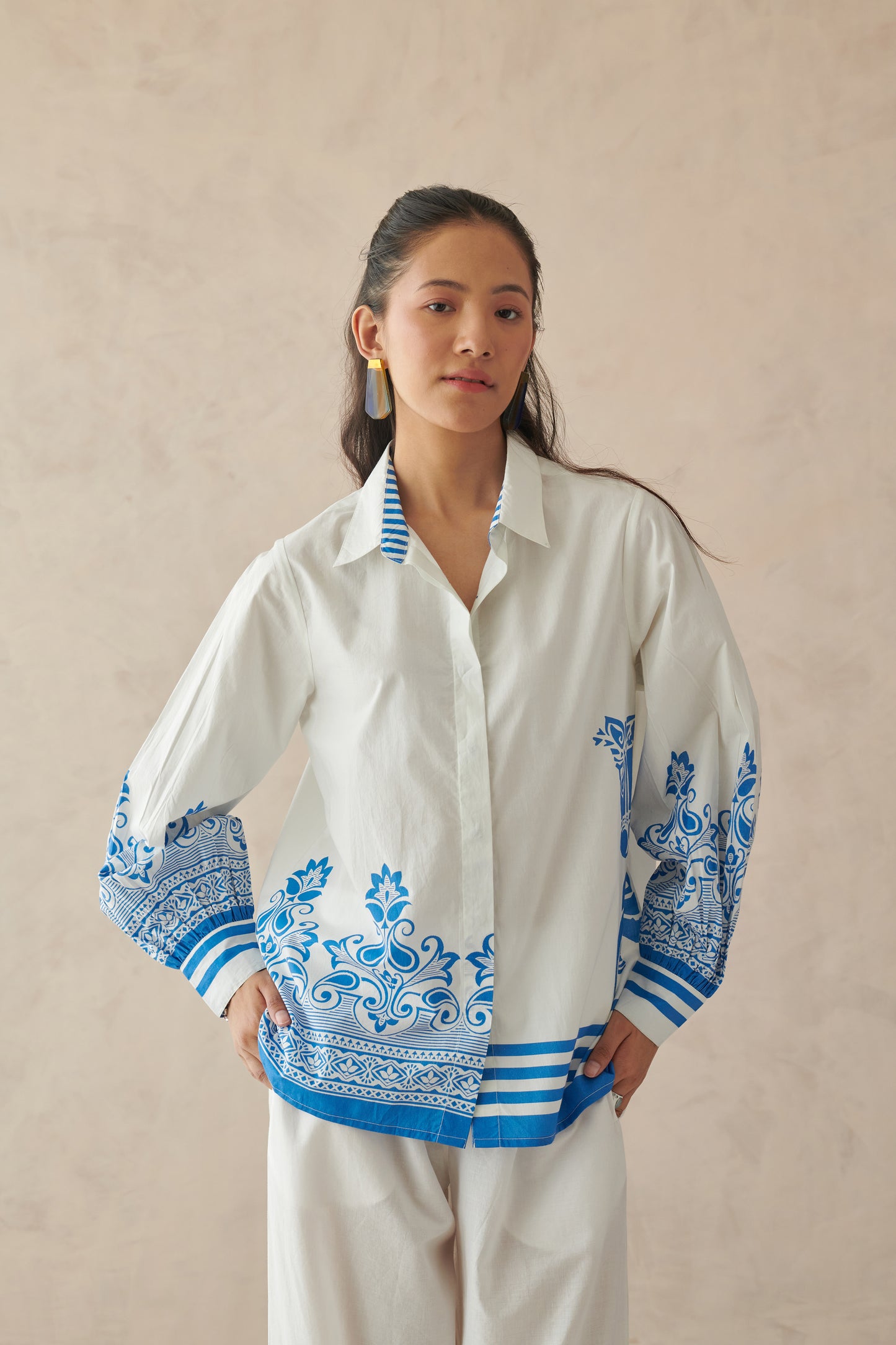 Vivia White Placement Print Shirt