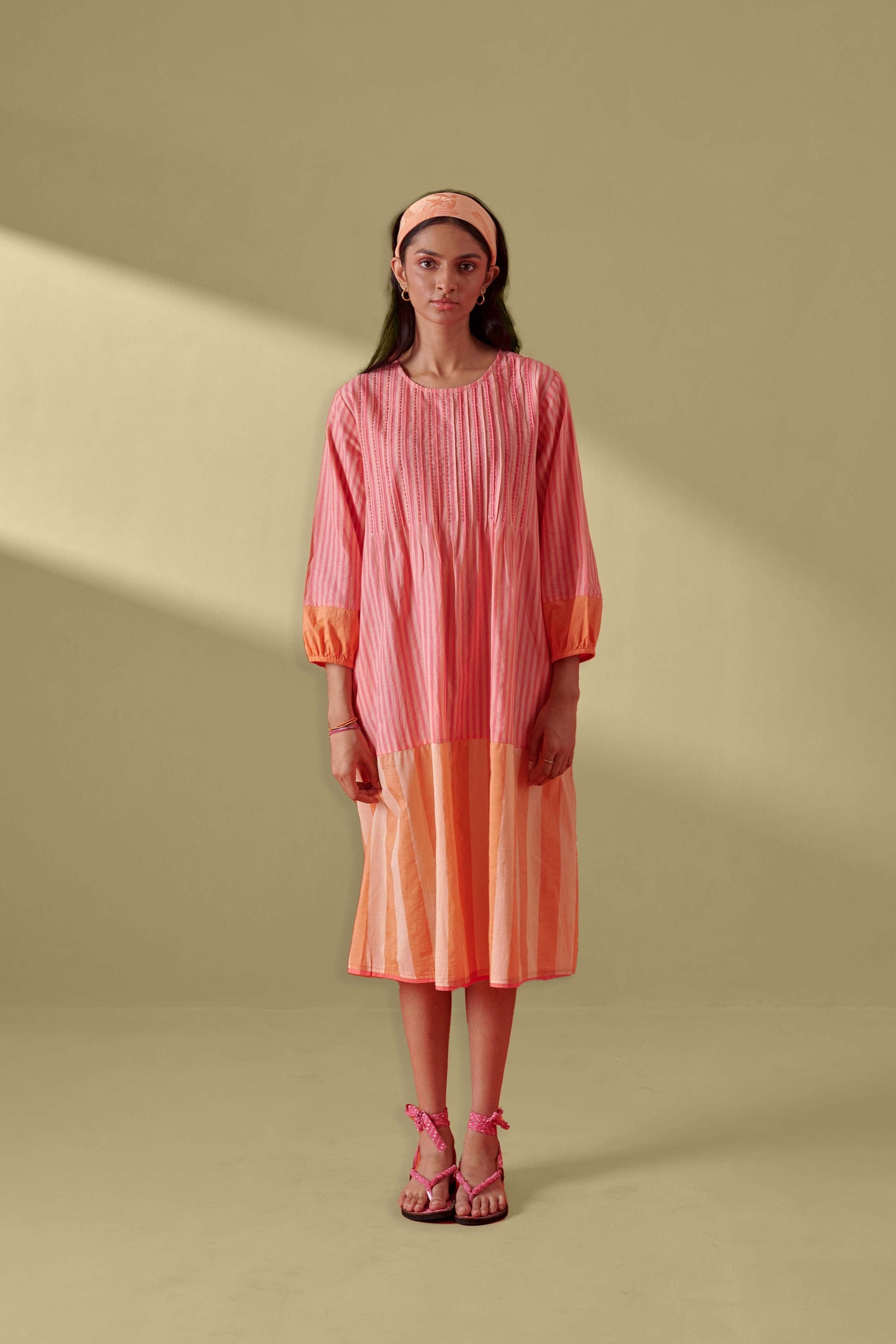 Eclat Pink Peach Pintuck Dress