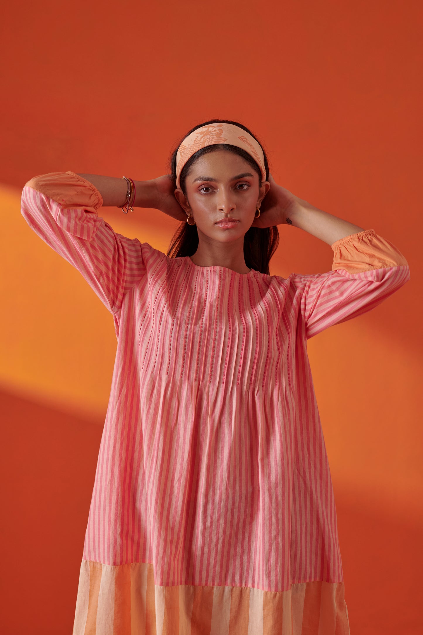 Eclat Pink Peach Pintuck Dress