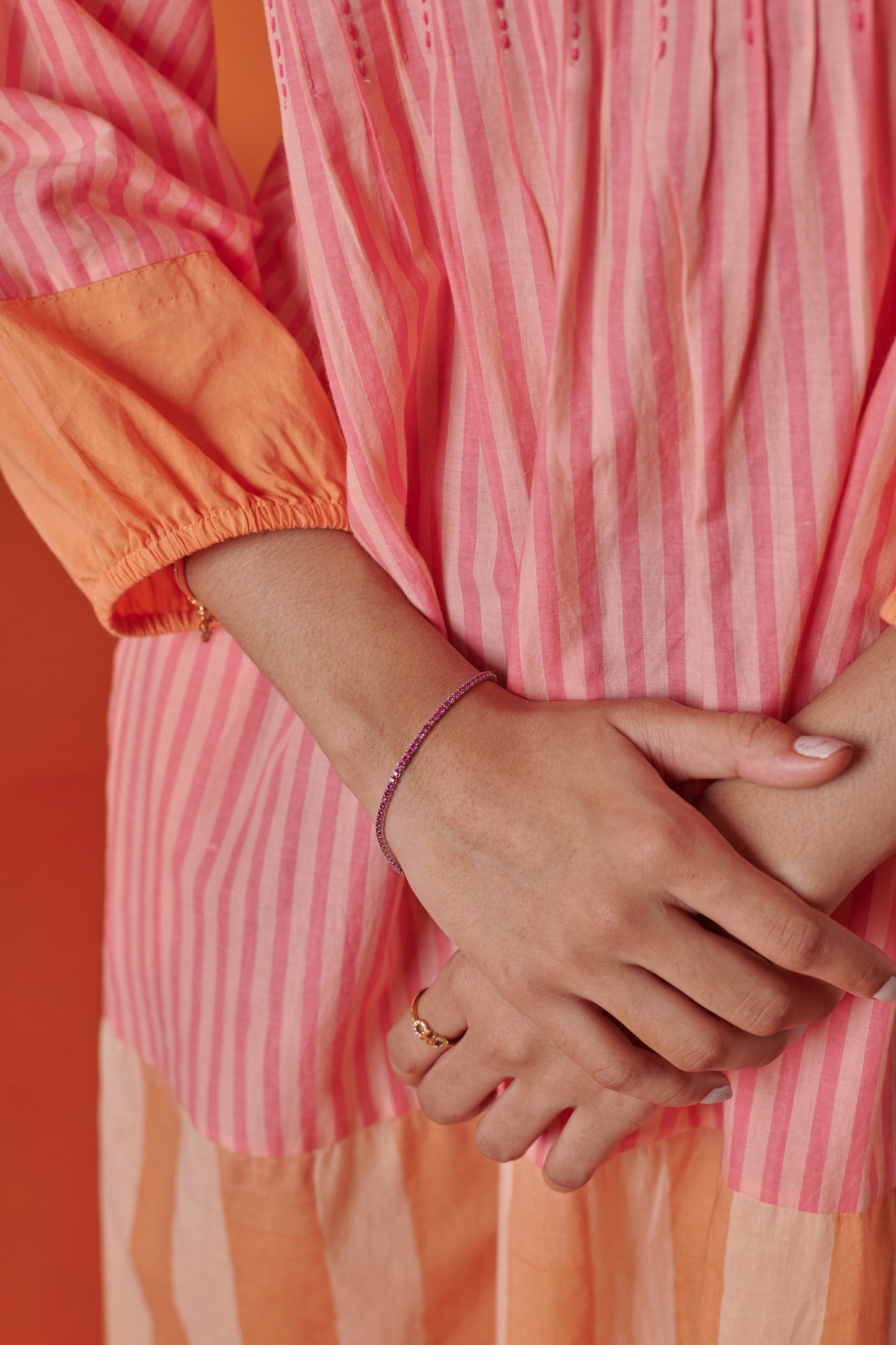 Eclat Pink Peach Pintuck Dress