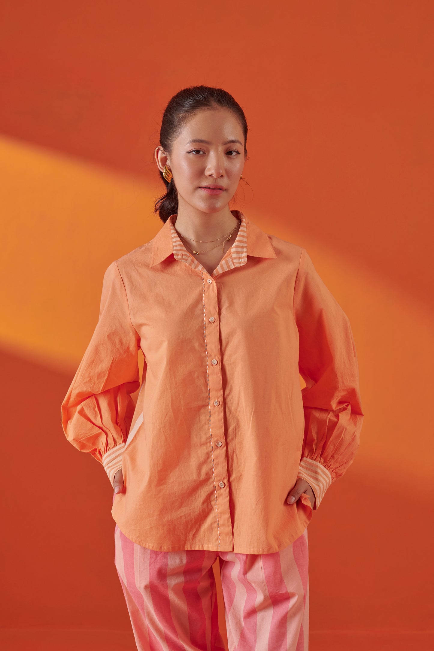 Vivia Soft Peach Relaxed Fit Shirt