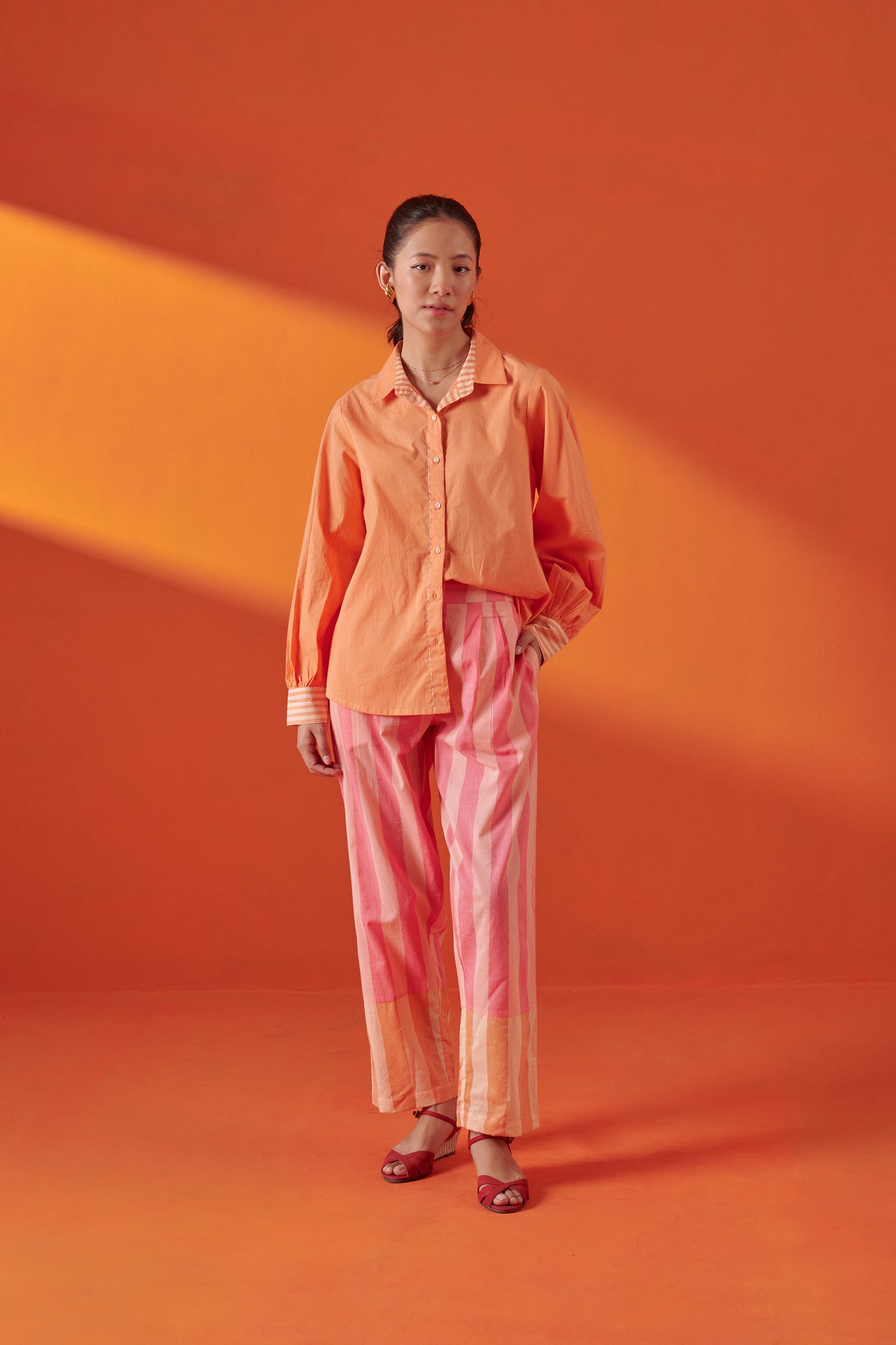 Glide Pink & Peach Striped Relaxed Fit Pant