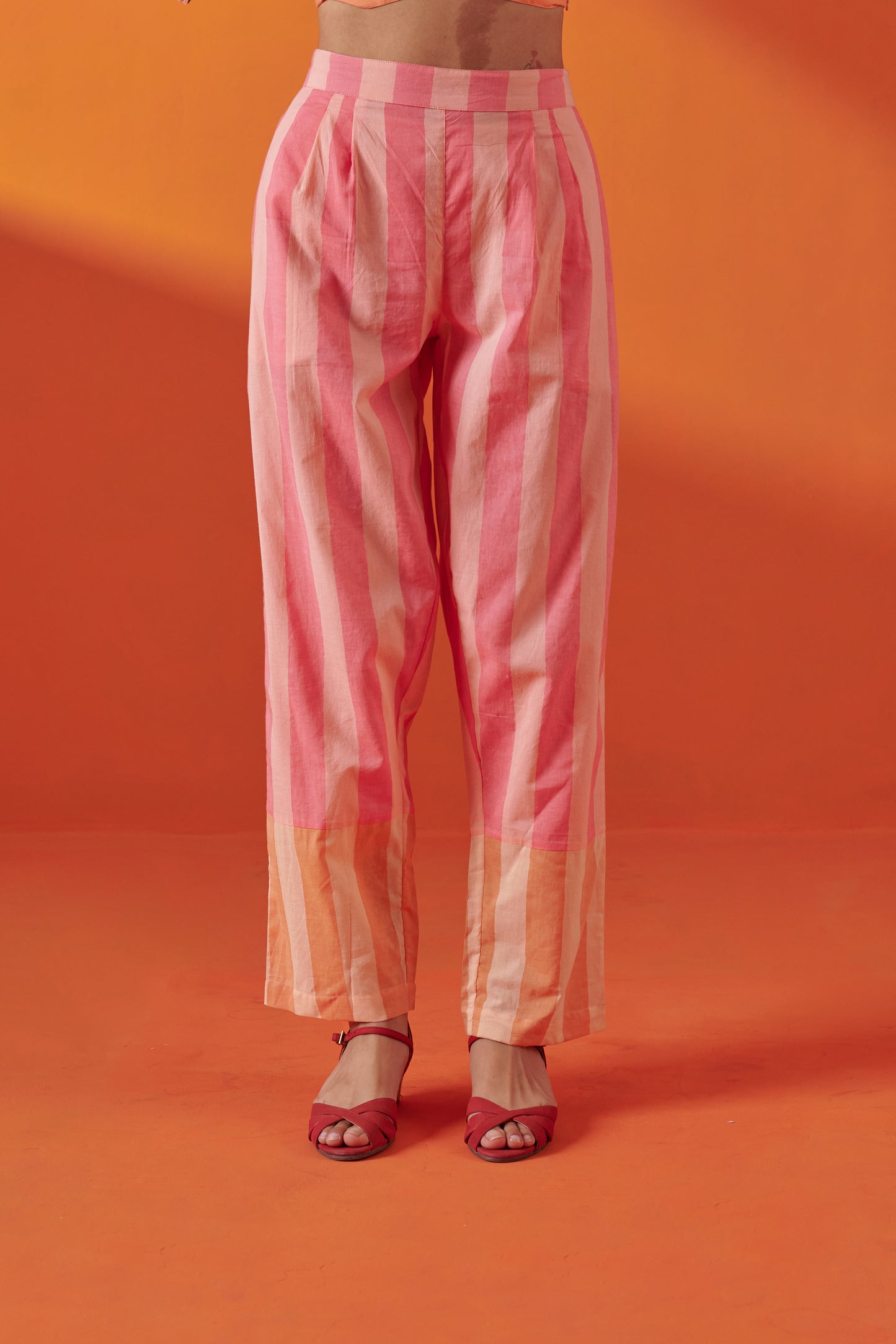 Glide Pink & Peach Striped Relaxed Fit Pant