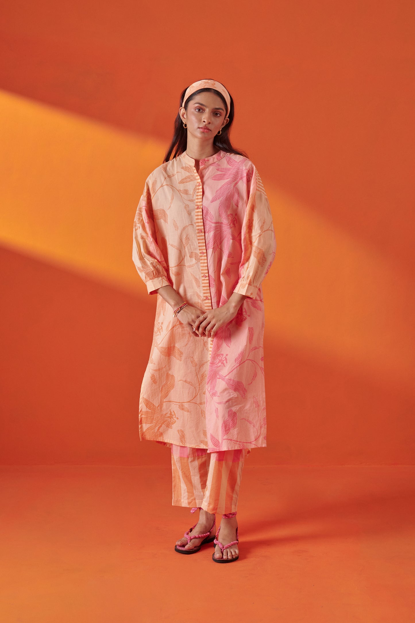 Celina Pink Peach Shirt Style Kurta