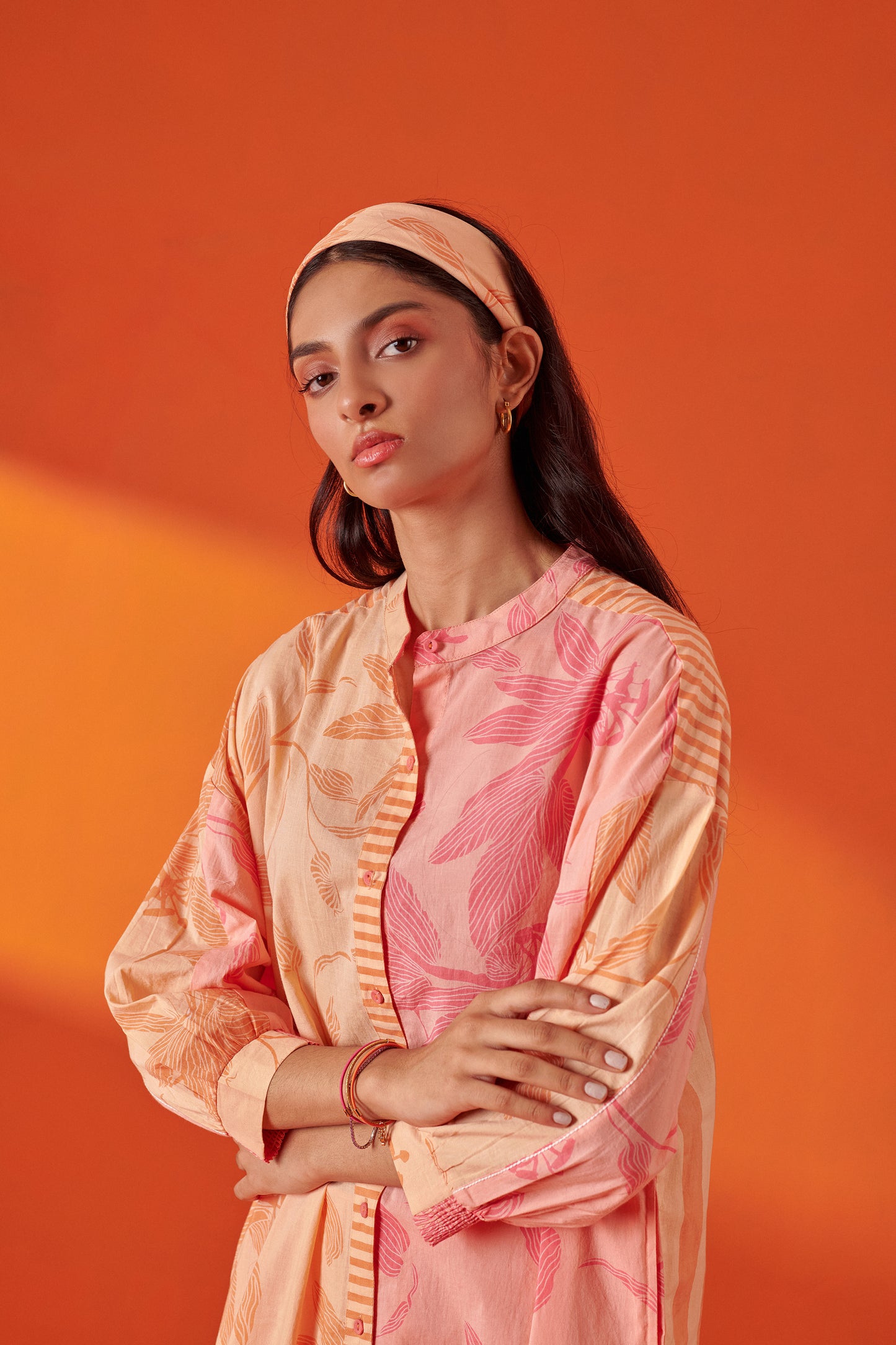 Celina Pink Peach Shirt Style Kurta