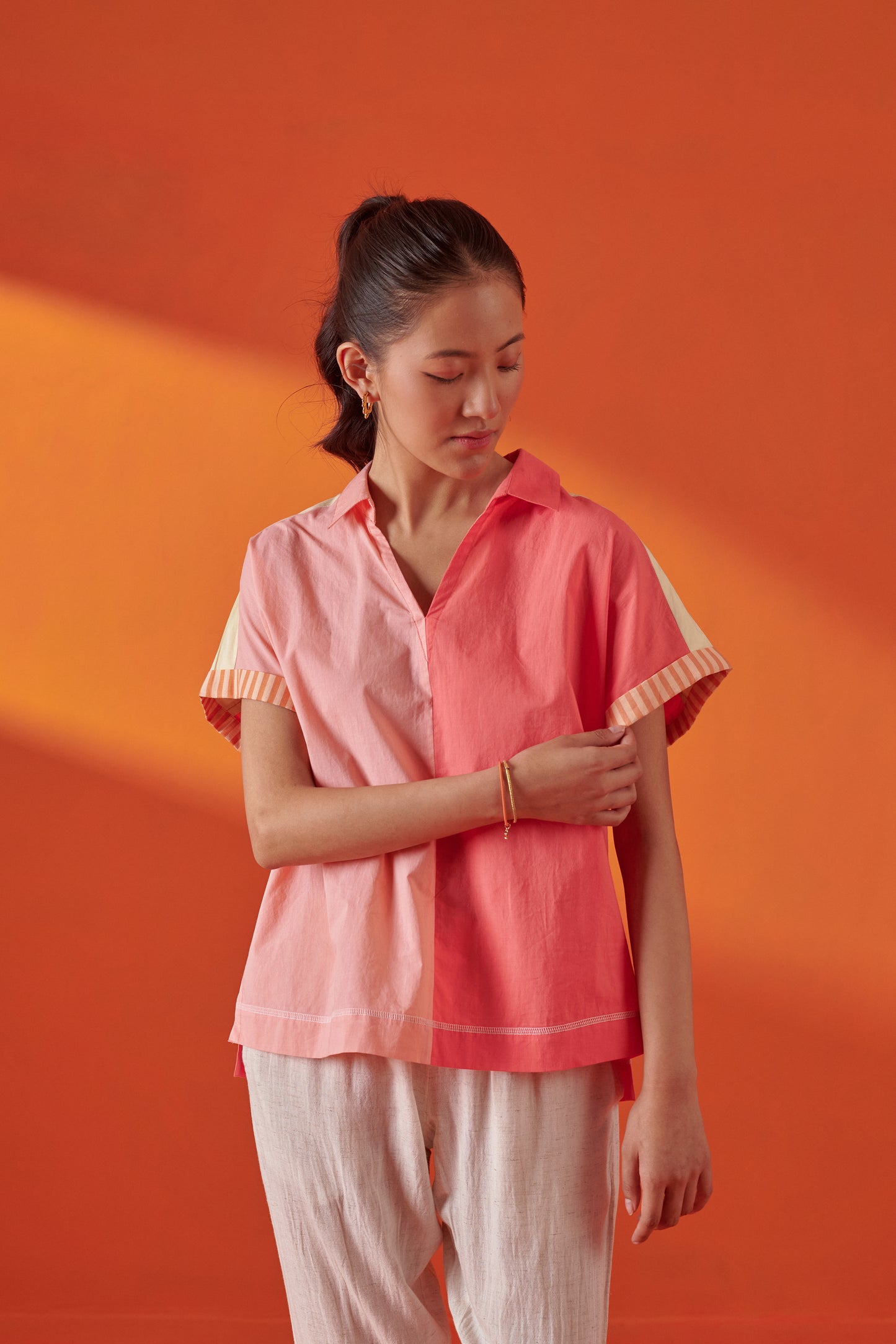 Ziva Color Blocked Boxy Fit Top