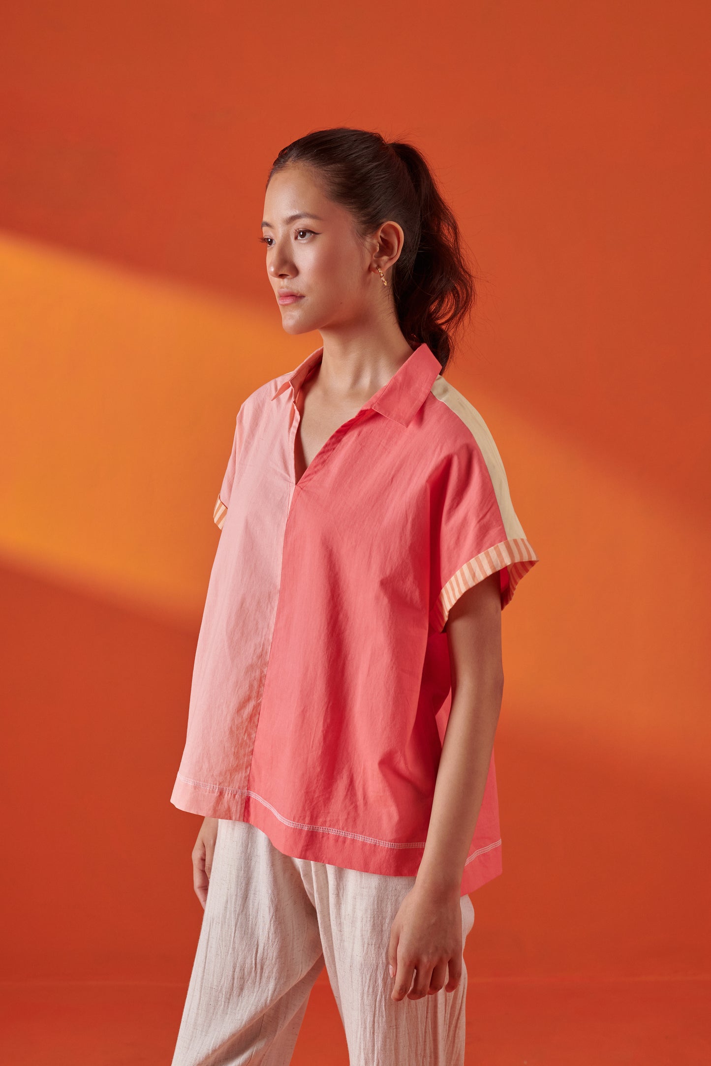 Ziva Color Blocked Boxy Fit Top