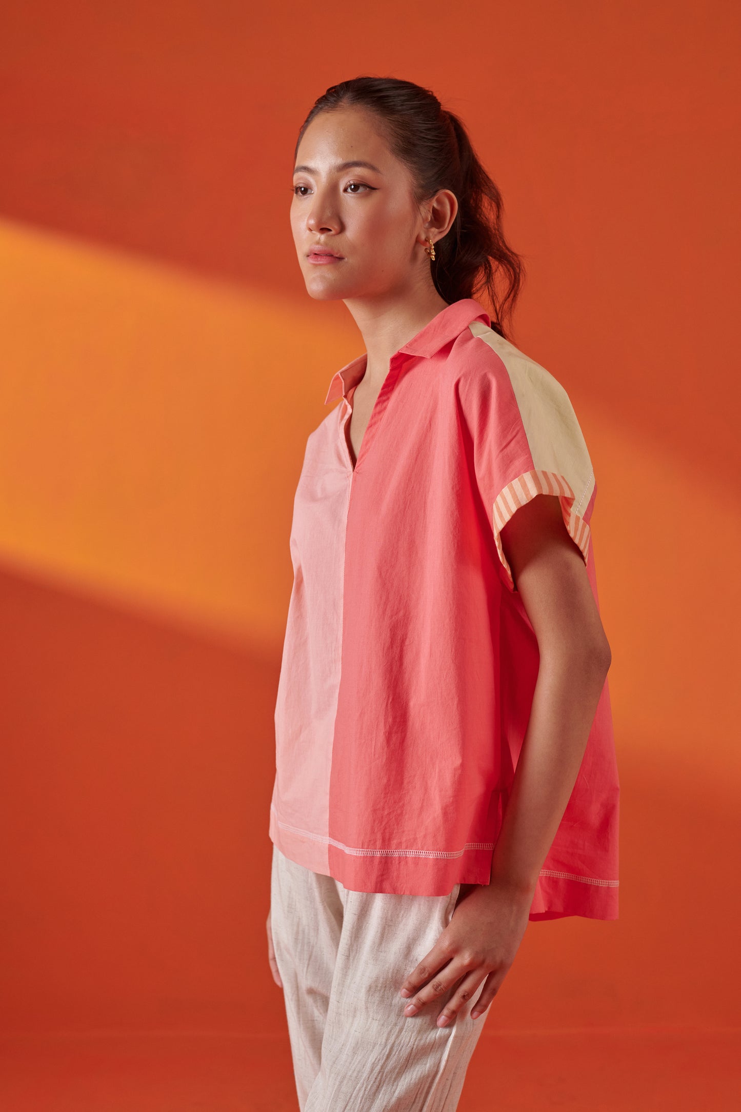 Ziva Color Blocked Boxy Fit Top