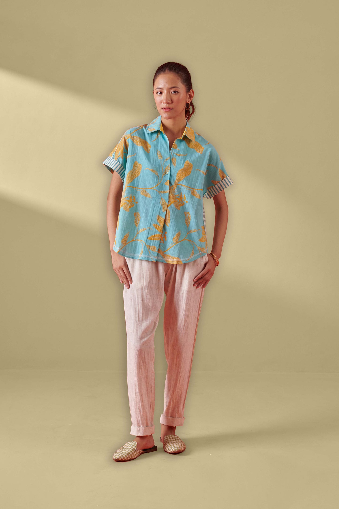 Deco Aqua Floral Oversized Shirt