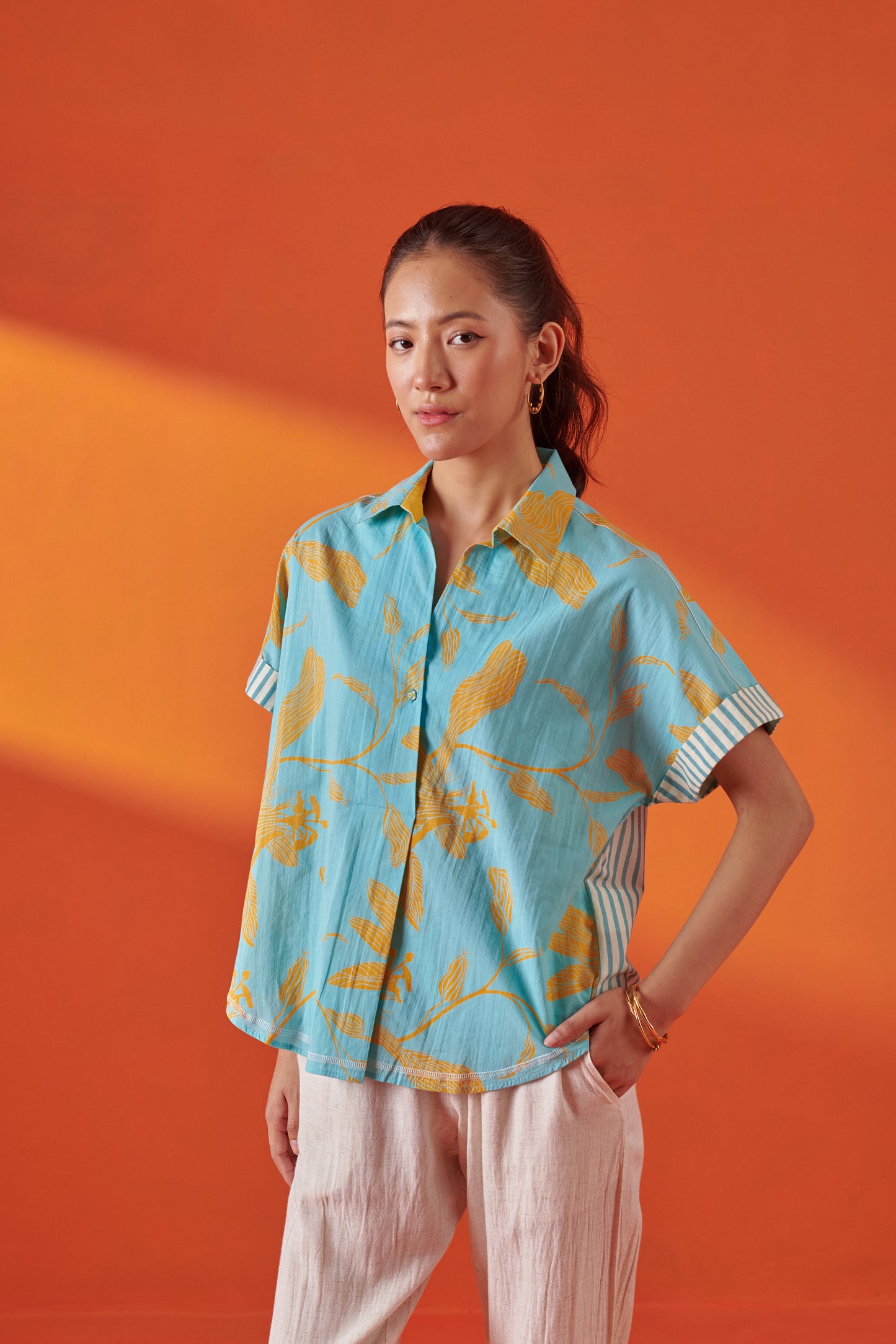 Deco Aqua Floral Oversized Shirt
