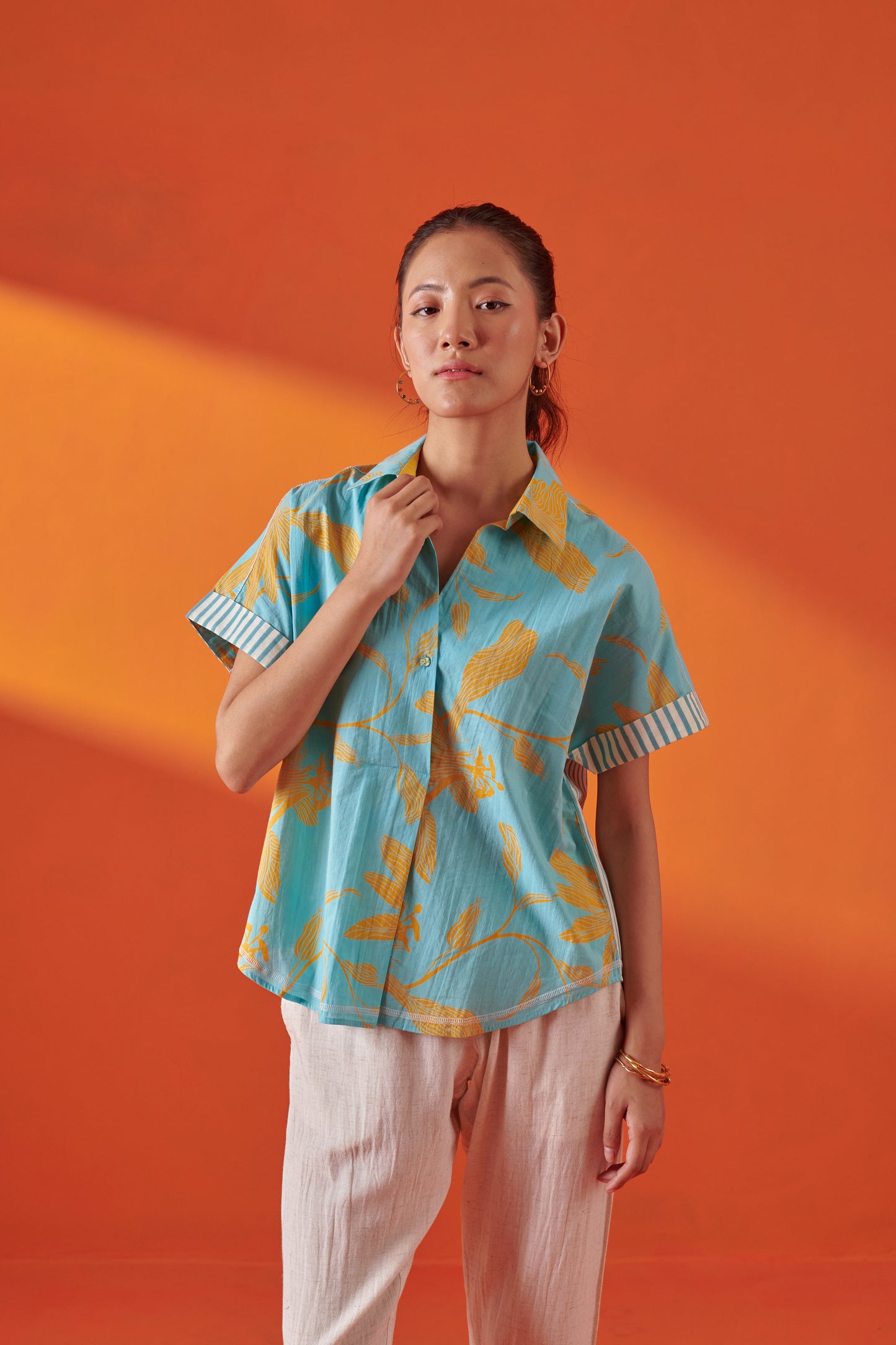 Deco Aqua Floral Oversized Shirt