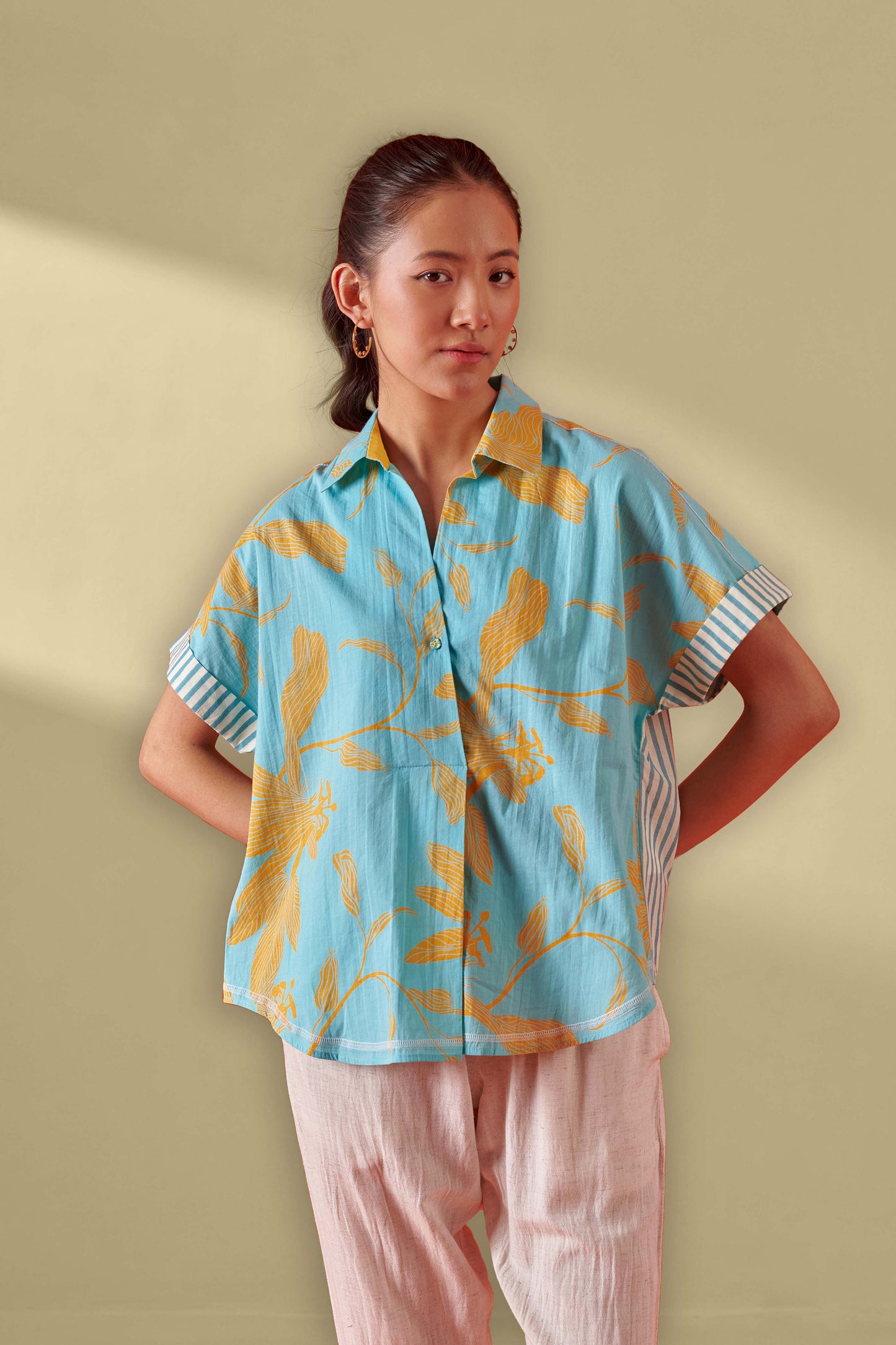 Deco Aqua Floral Oversized Shirt