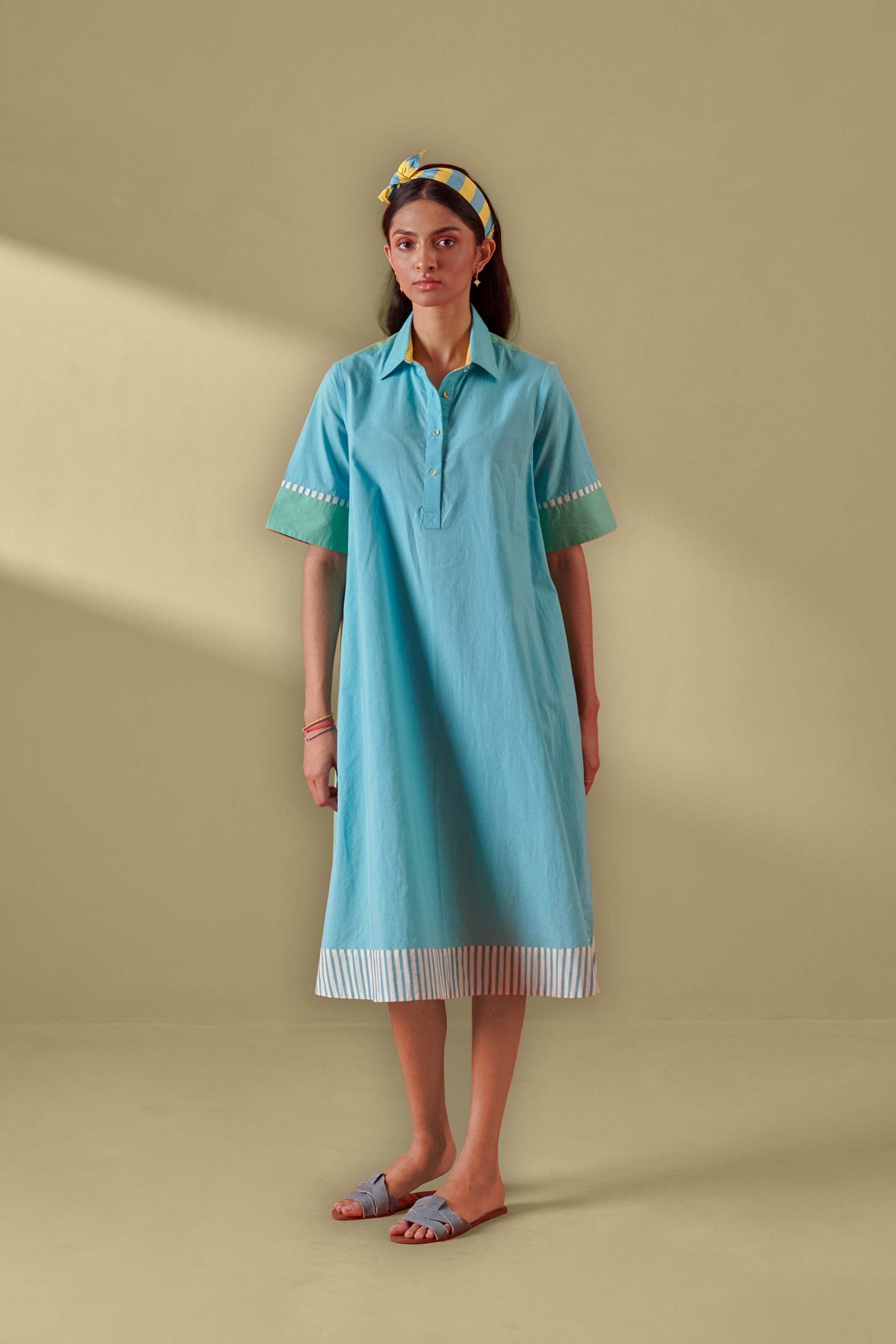 Raavi Aqua Shirt Dress