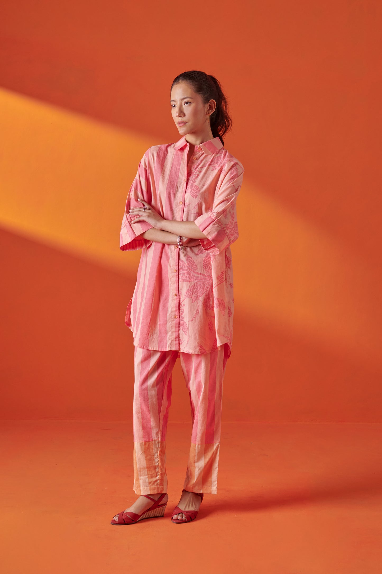 Glide Pink & Peach Striped Relaxed Fit Pant