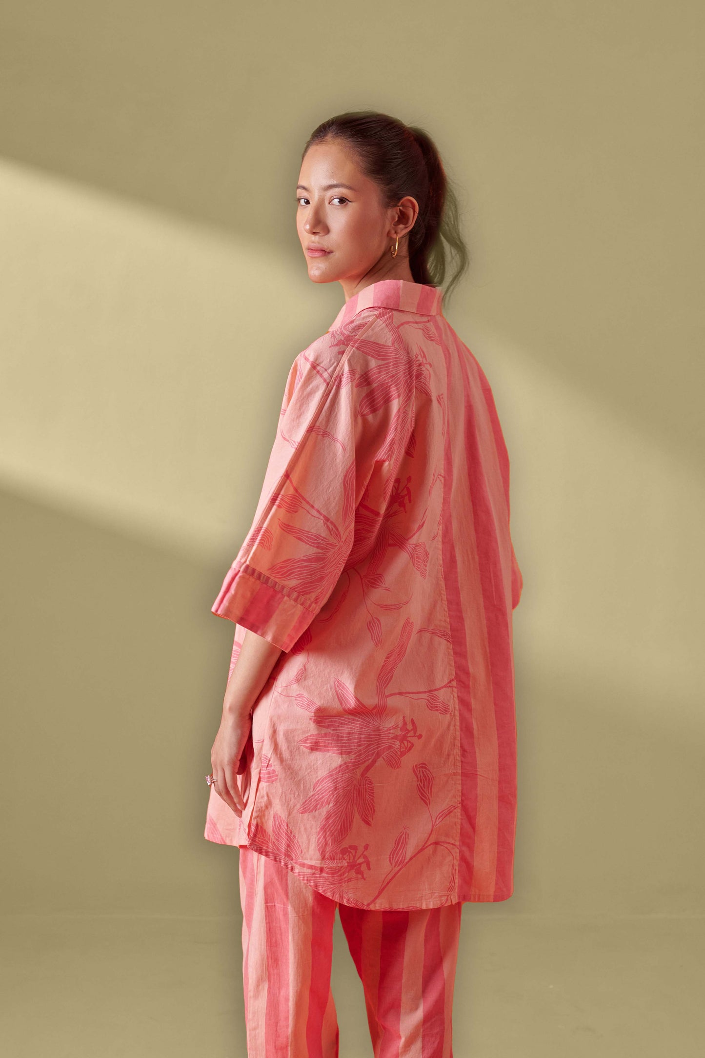 Arlo Pink & Peach Drop Shoulder Long Shirt