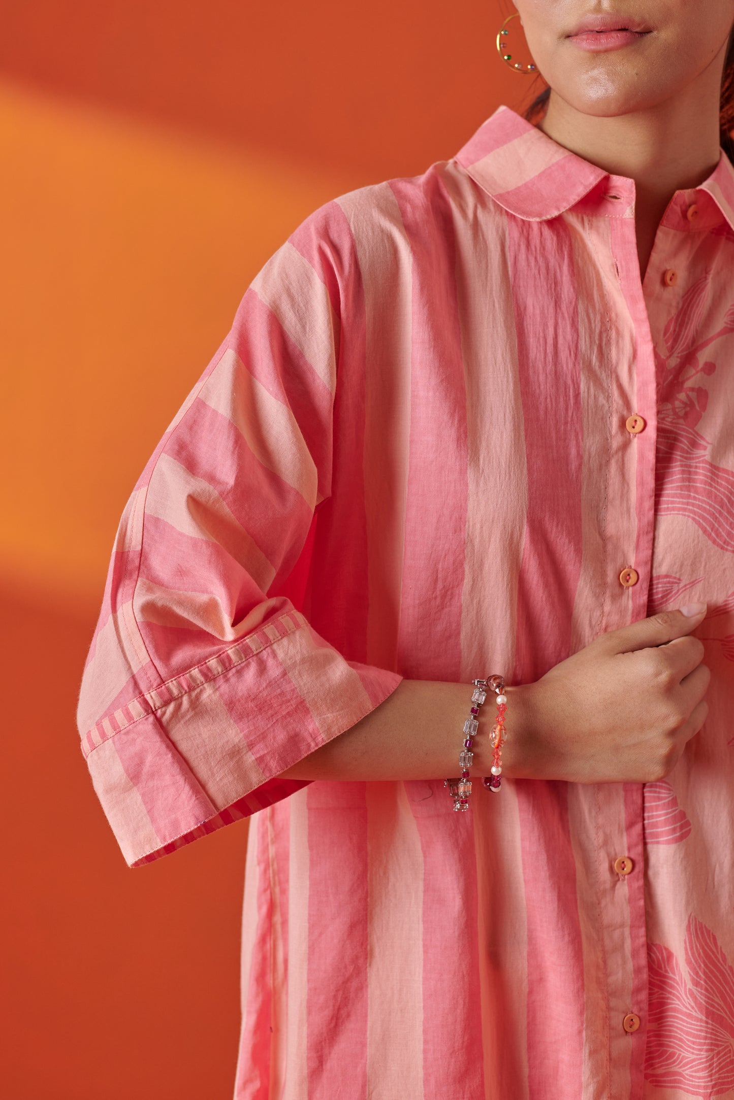 Arlo Pink & Peach Drop Shoulder Long Shirt