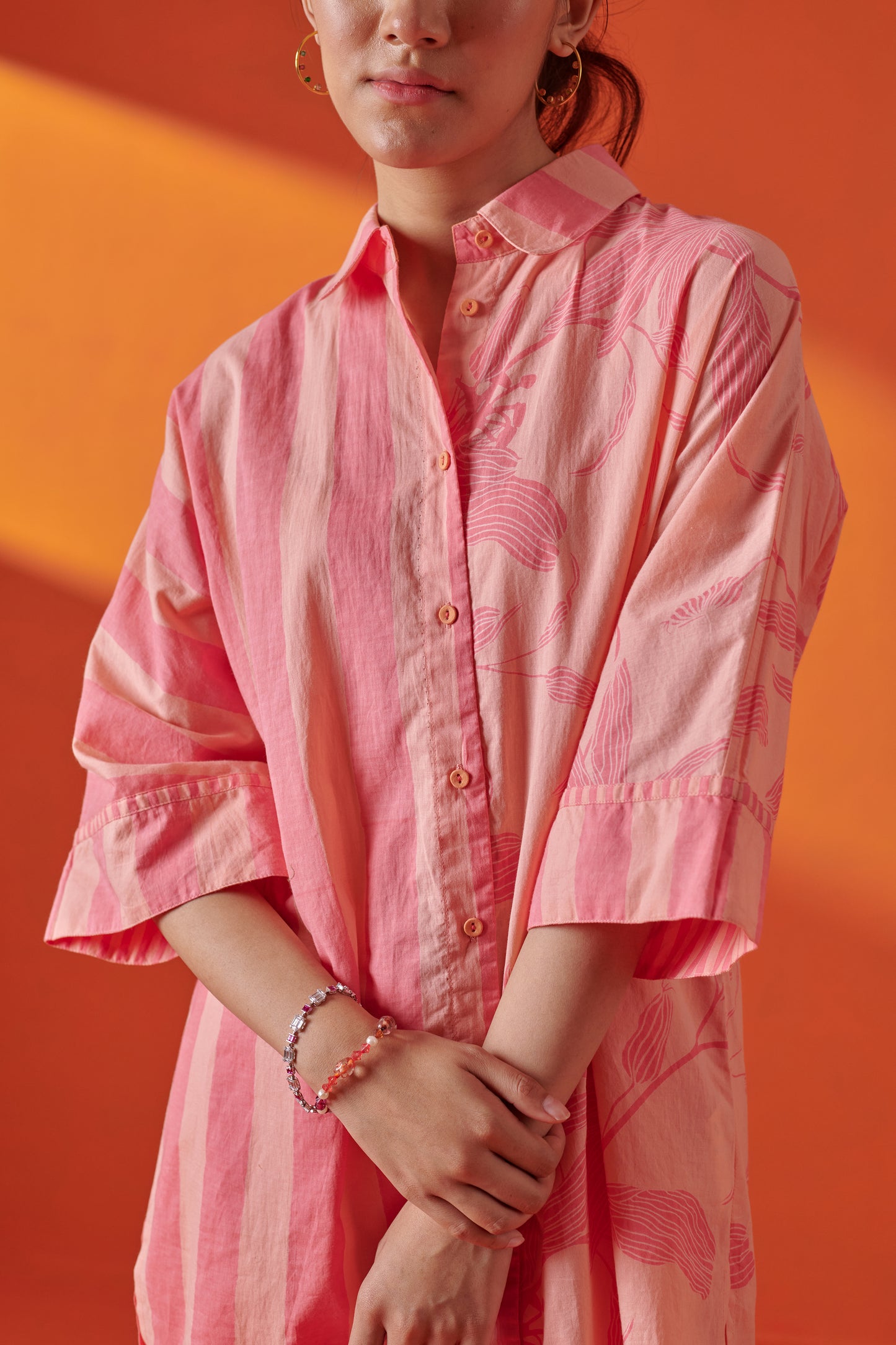 Arlo Pink & Peach Drop Shoulder Long Shirt