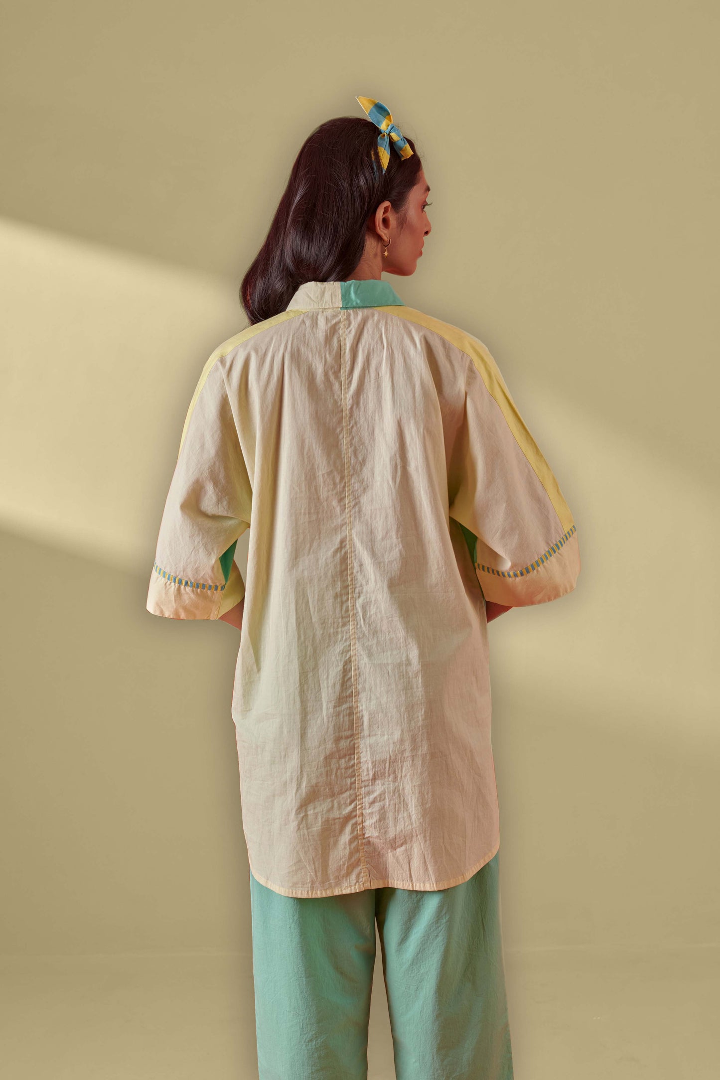 Arlo Color Blocked Drop Shoulder Long Shirt