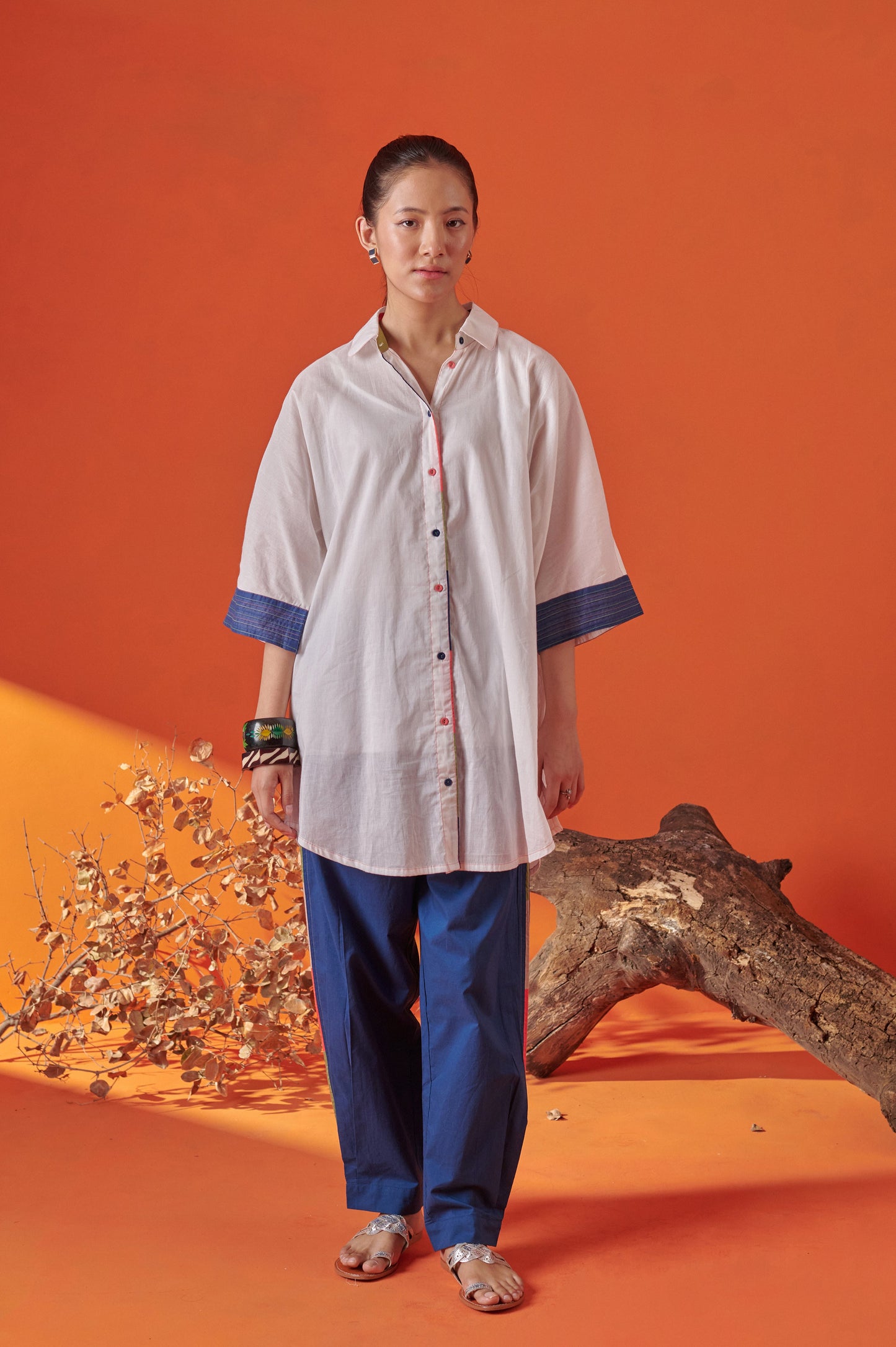 Arlo White Drop Shoulder Long Shirt