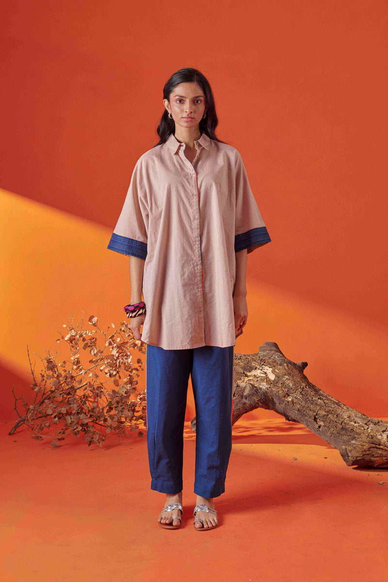 Arlo Beige Drop Shoulder Long Shirt