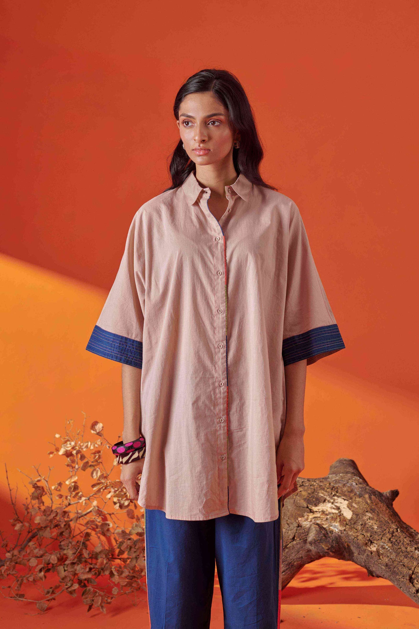 Arlo Beige Drop Shoulder Long Shirt