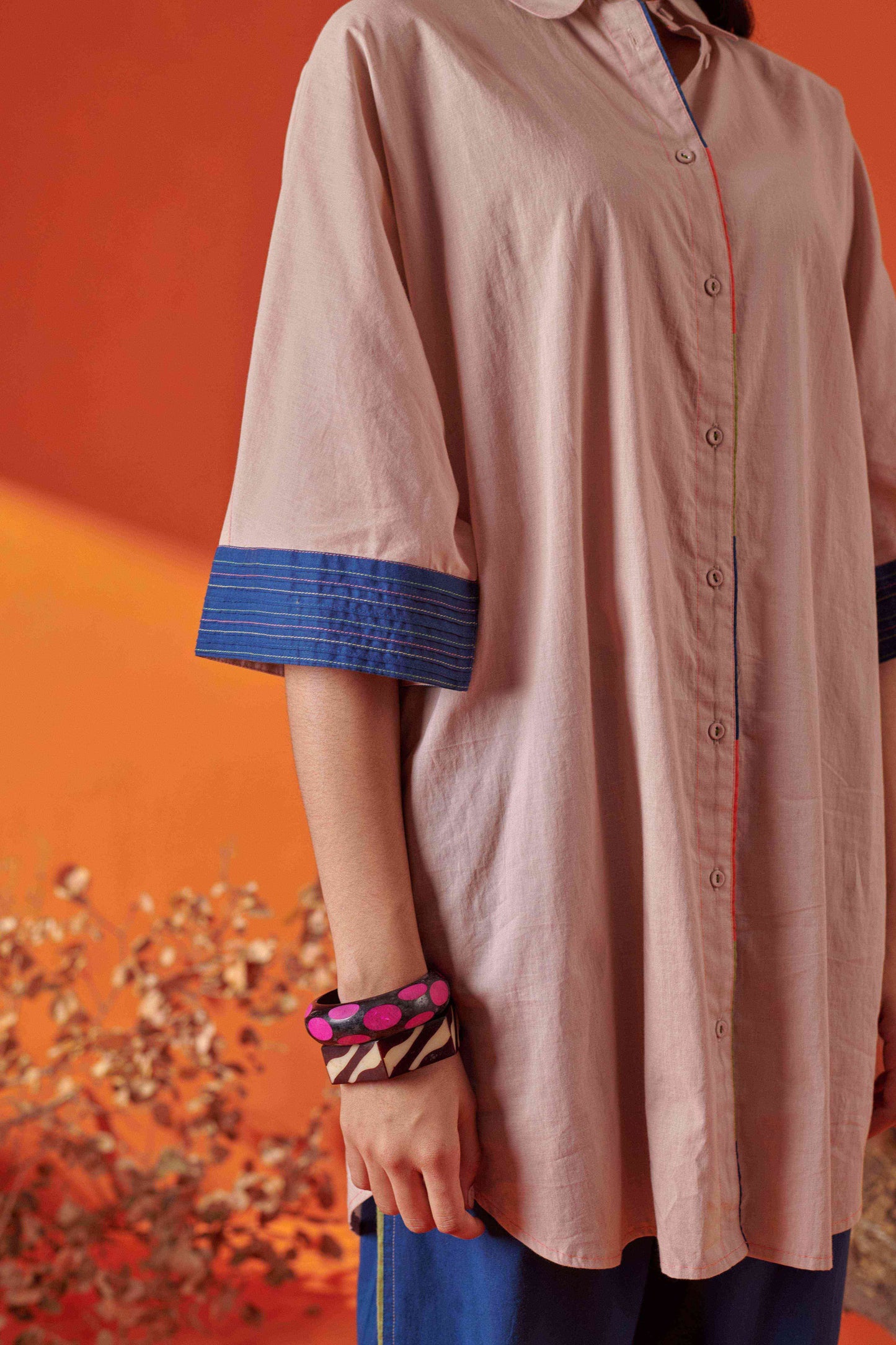 Arlo Beige Drop Shoulder Long Shirt