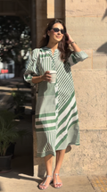 Myra Green Striped Midi Dress