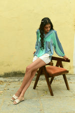 Cosmos Aqua Blue Batwing Top
