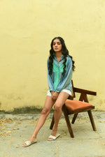 Cosmos Aqua Blue Batwing Top