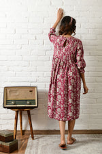 Amber Maroon Stripe Pintuck Dress