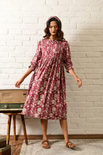 Amber Maroon Stripe Pintuck Dress