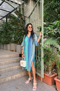 Plush Aqua Blue Raglan Sleeve Dress