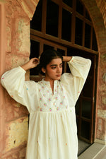 Ivory Embroidered Midi Dress