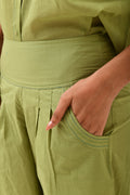Olive Green Smocked Straight Pants
