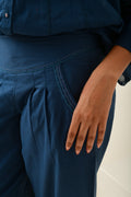 Blue Smocked Straight Pants