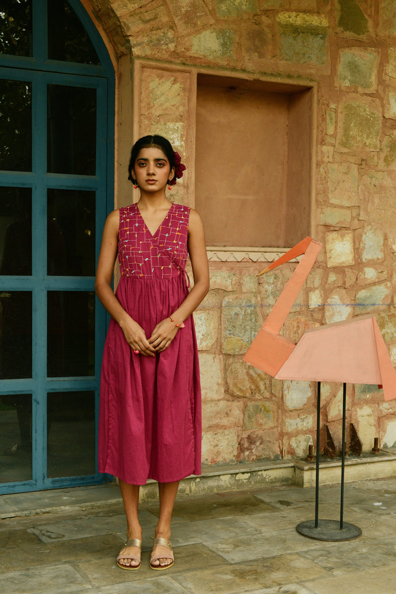 Lush Rust Pink Wrap-around Dress